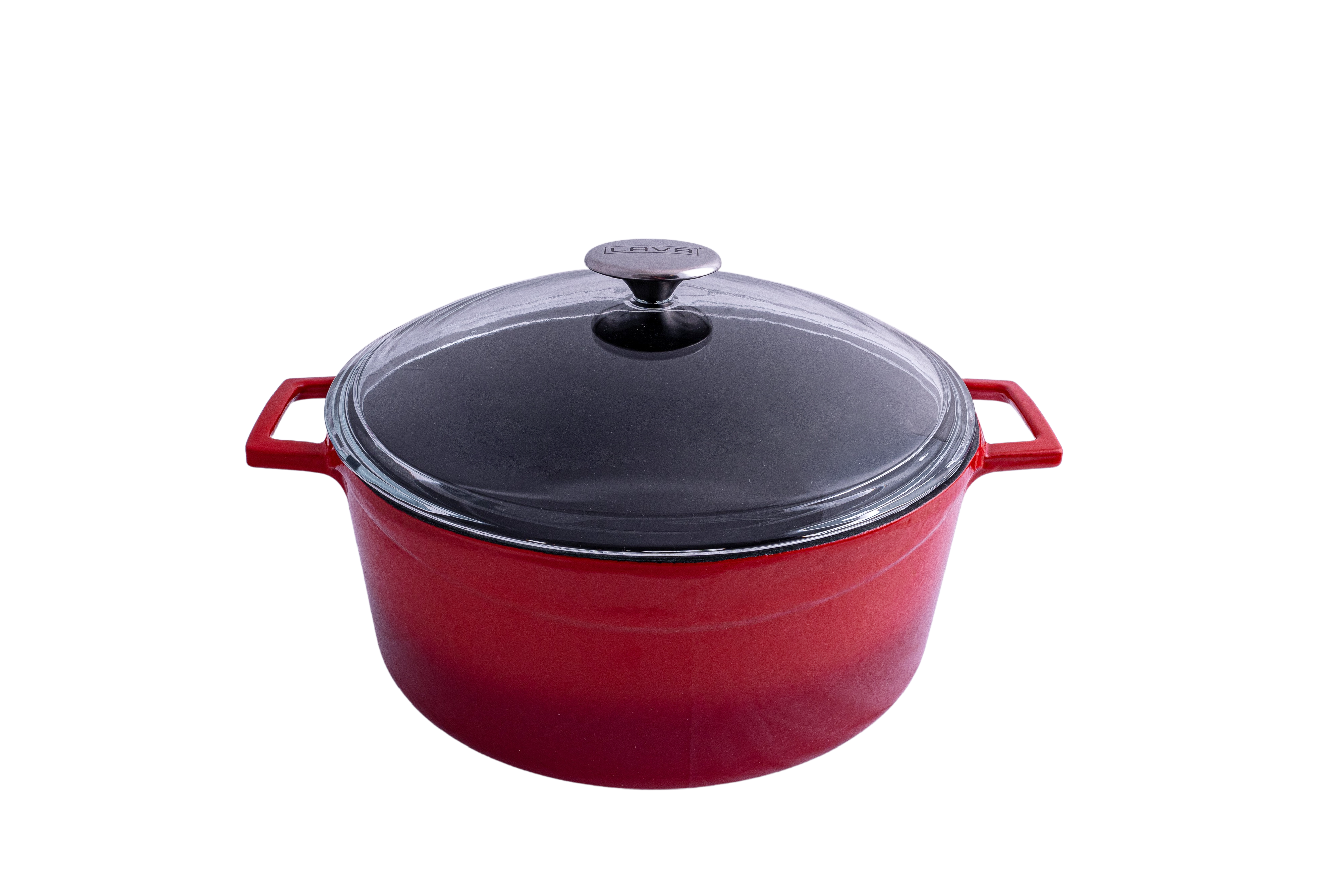 Lava Glaze Round Casserole with Glass Lid (6.7L) - Red (6.7lt 280mm Ø)