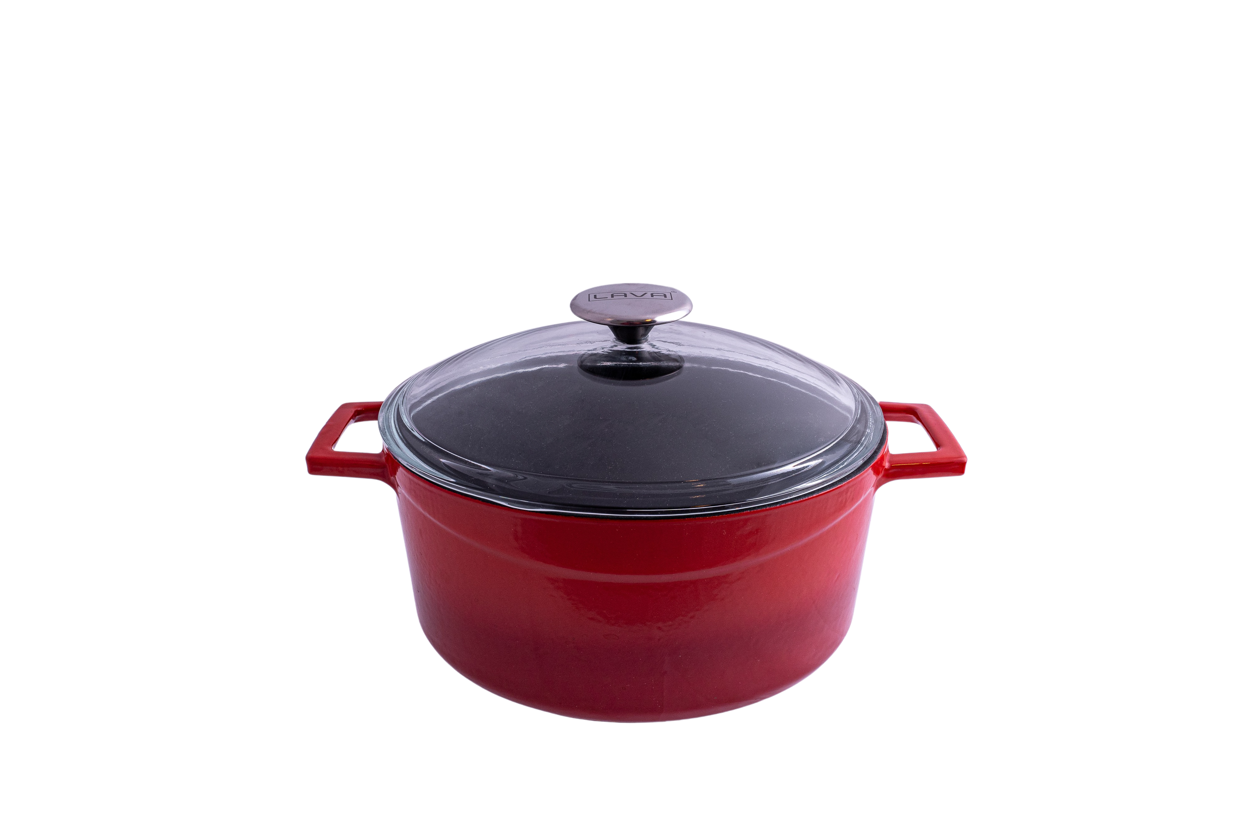 Lava Glaze Round Casserole with Glass Lid (4.5L) - Red (4.5lt 240mm Ø)