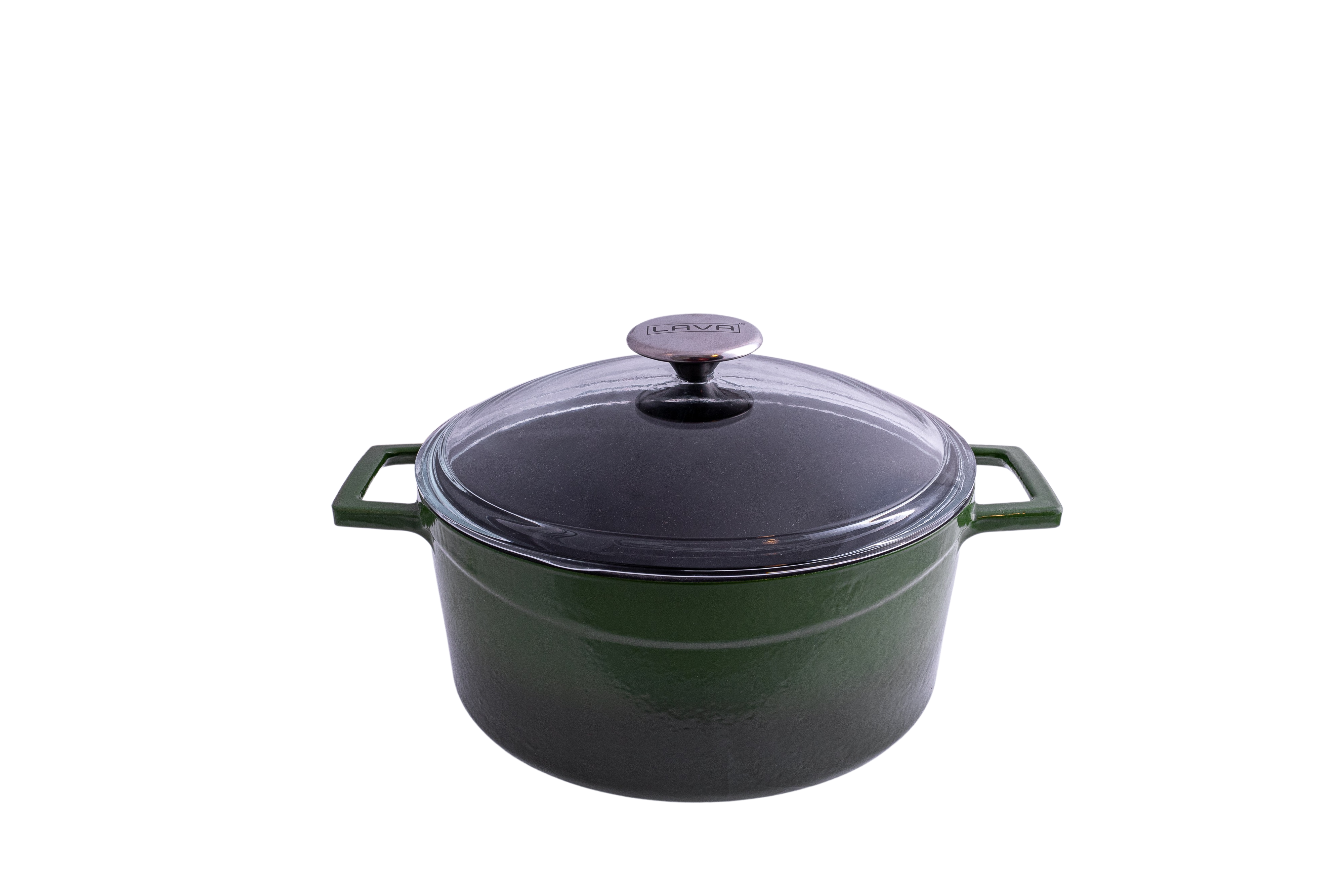 Lava Glaze Round Casserole with Glass Lid (6.7L) - Green (6.7lt 280mm Ø)