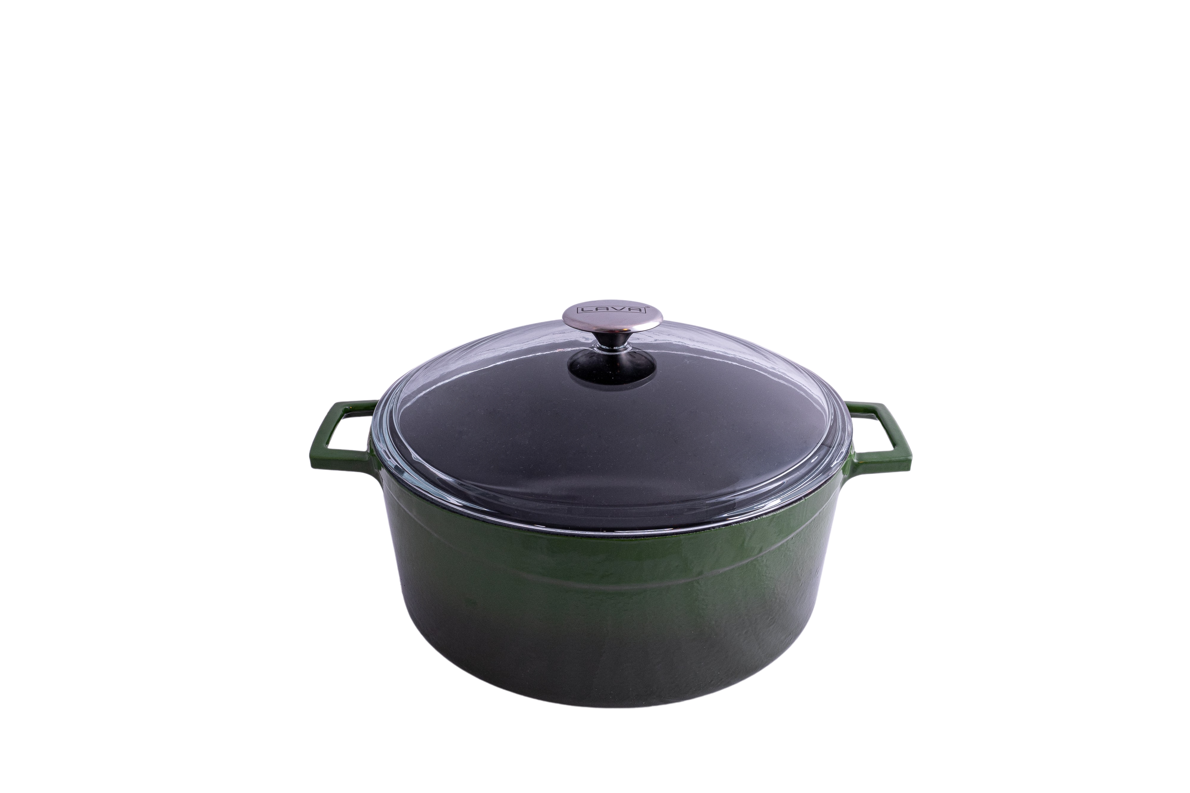 Lava Glaze Round Casserole with Glass Lid (4.5L) - Green (4.5lt 240mm Ø)