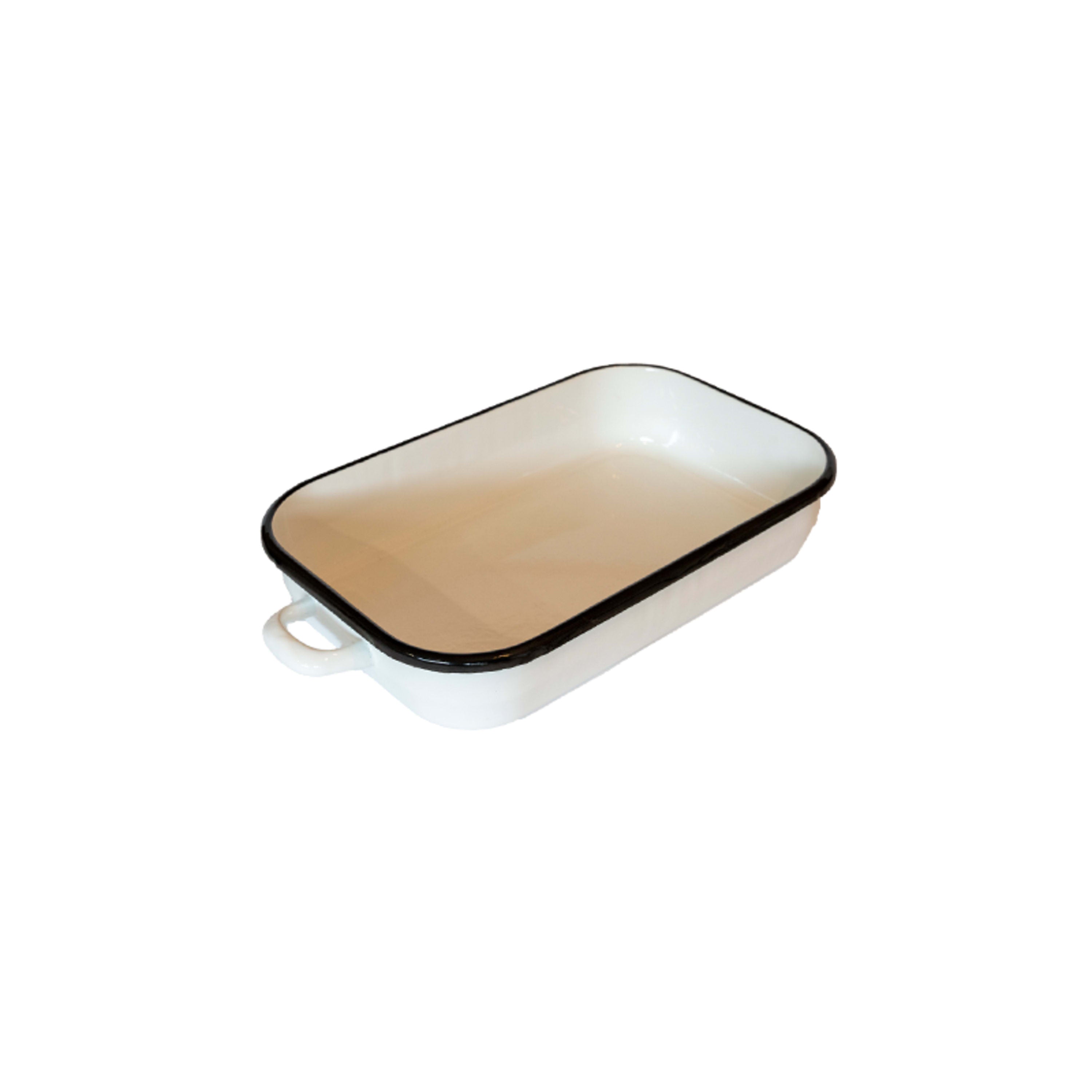 Urban Style Enamelware Induction Baking Dish 40x7.7cm 6L - White & Blue Rim