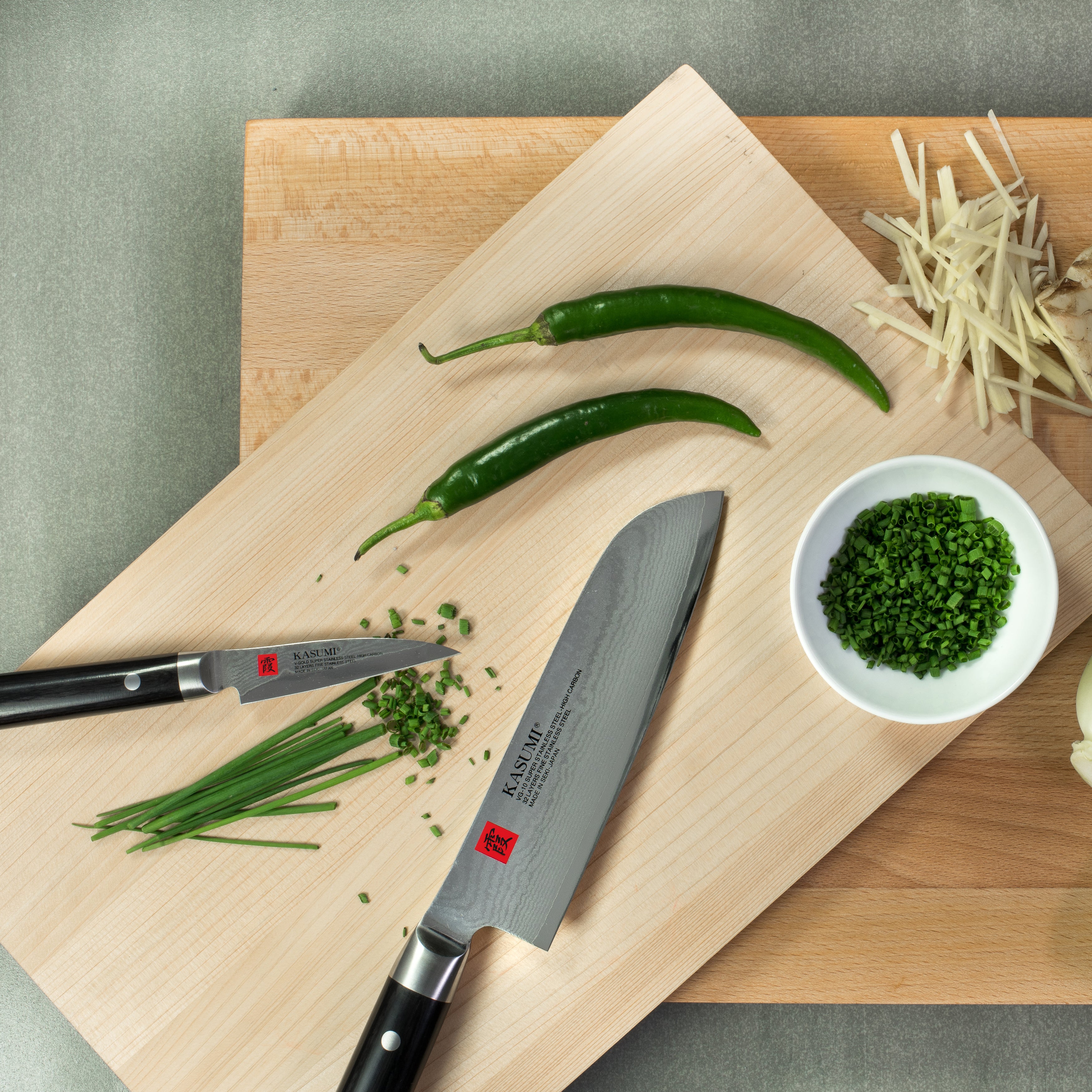 Kasumi Damascus 3 Piece Santoku Knife Set
