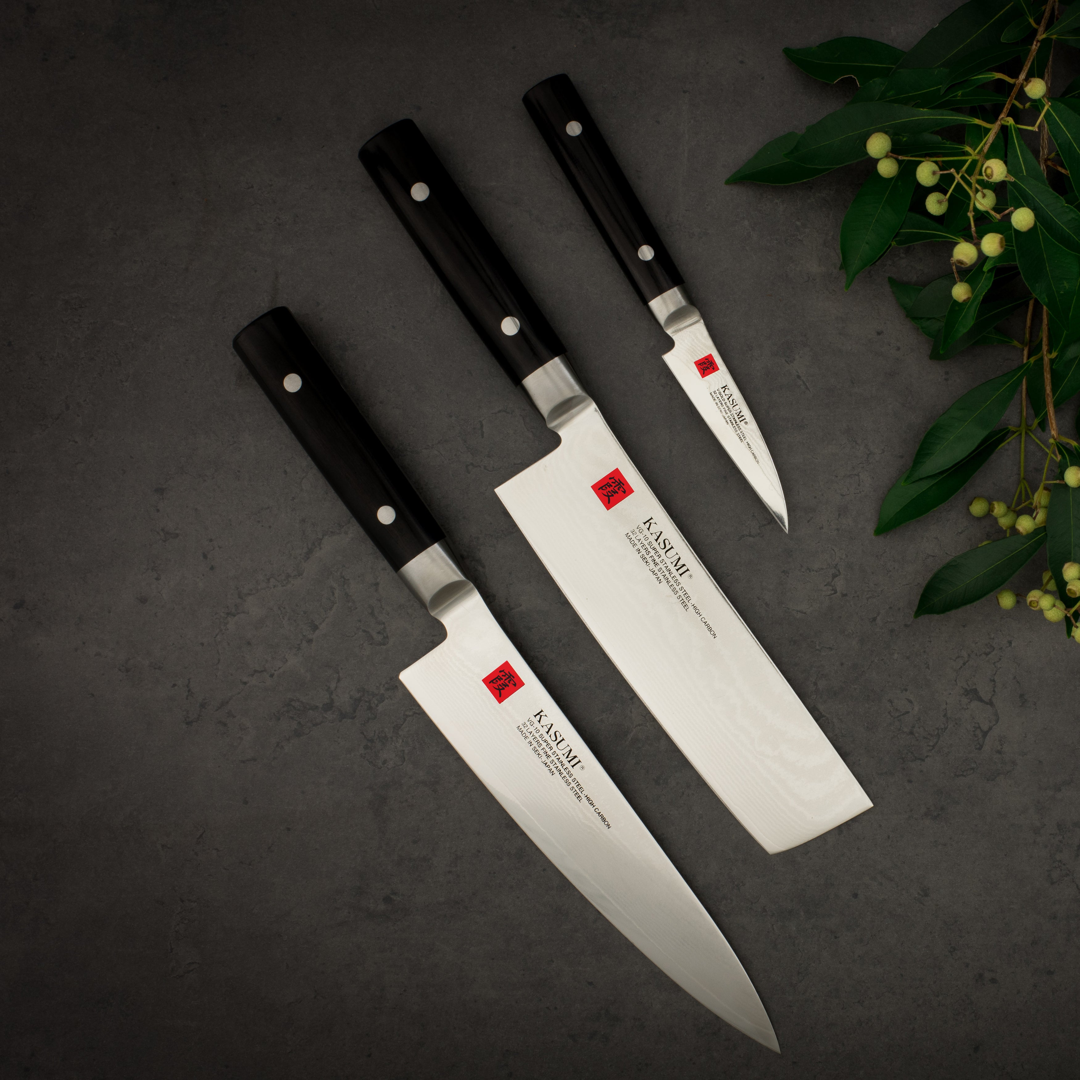 Kasumi Japanese Damascus Nakiri Knife 17cm