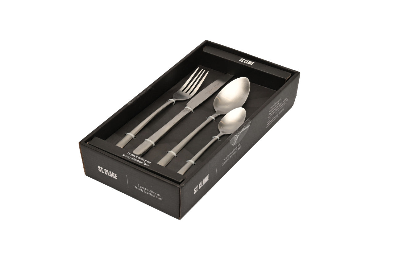St. Clare Nordic 16 Piece S/S Cutlery Set - Matt Silver