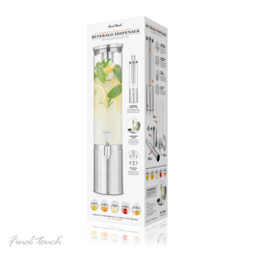 Final Touch Stainless Steel & Glass Beverage Dispenser - 3 Litre