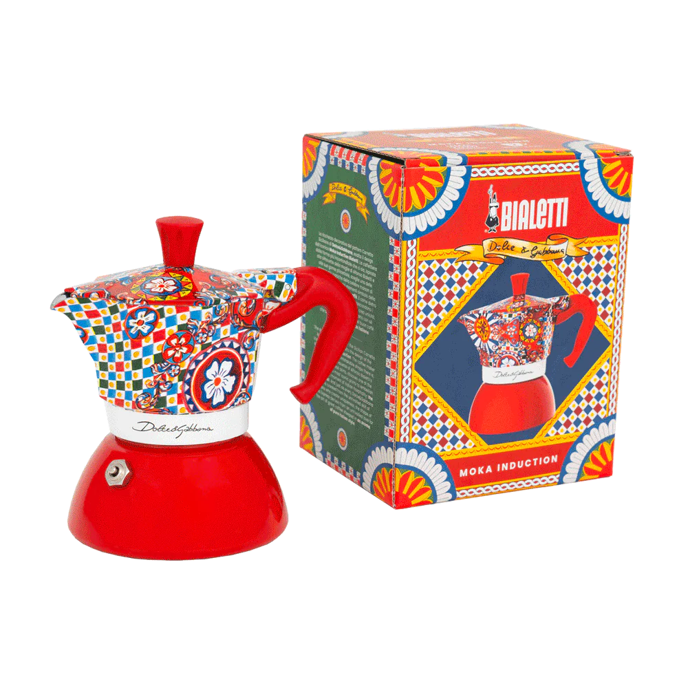 Bialetti Dolce & Gabbana Red Moka Induction 2 Cup (90 ml) Stovetop Coffee Maker