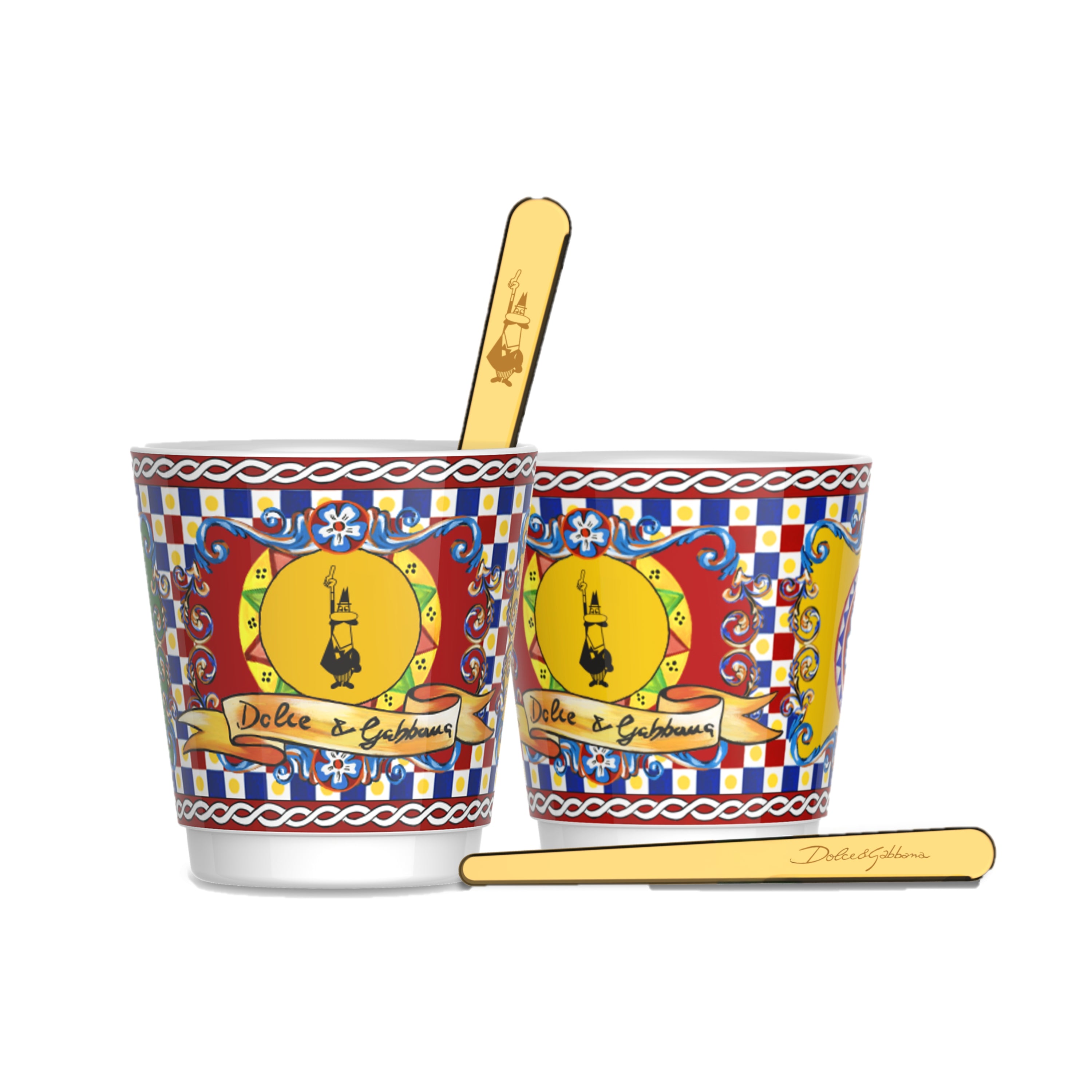 Bialetti x Dolce & Gabbana Red Carretto Siciliano Espresso Cup & Stirrer Set - 2 Piece