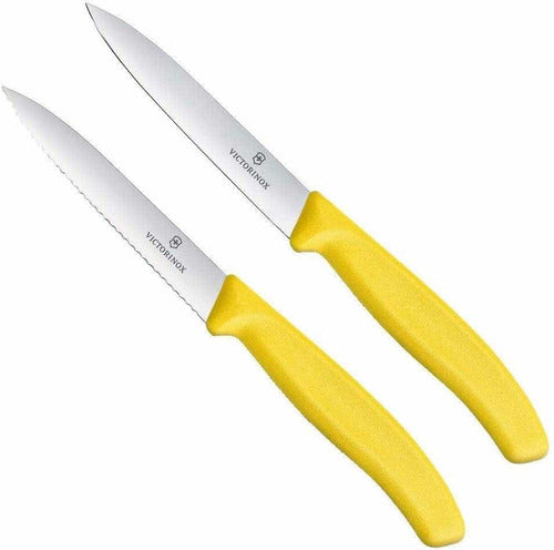 Victorinox Swiss Classic Paring Knife 2 Piece Set Wavy & Straight 10cm Black
