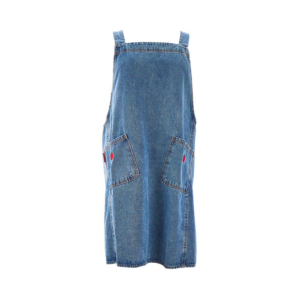 Annabel Trends Denim Apron Apple Embroidery