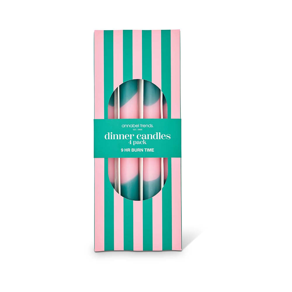 Annabel Trends Two Tone Dinner Candles 4pc Pink & Green