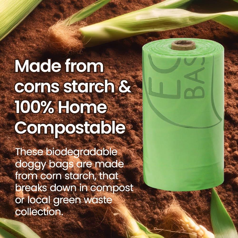 Eco Basics 100% Compostable Doggy Bags 8 Rolls, 120 Bags