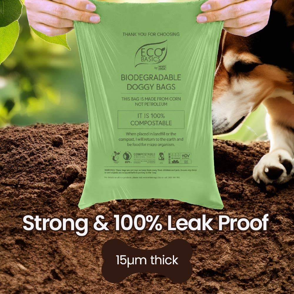 Eco Basics 100% Compostable Doggy Bags 8 Rolls, 120 Bags