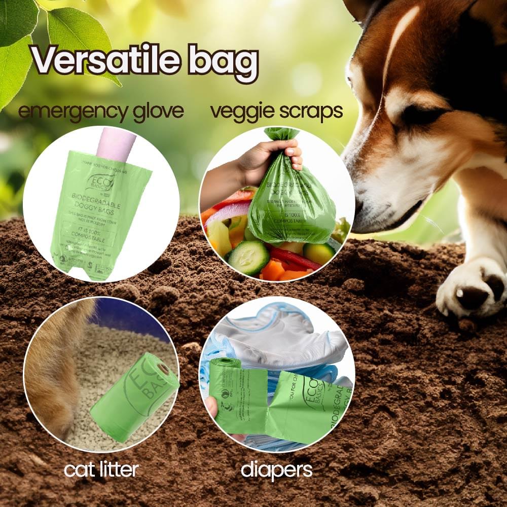 Eco Basics 100% Compostable Doggy Bags 8 Rolls, 120 Bags