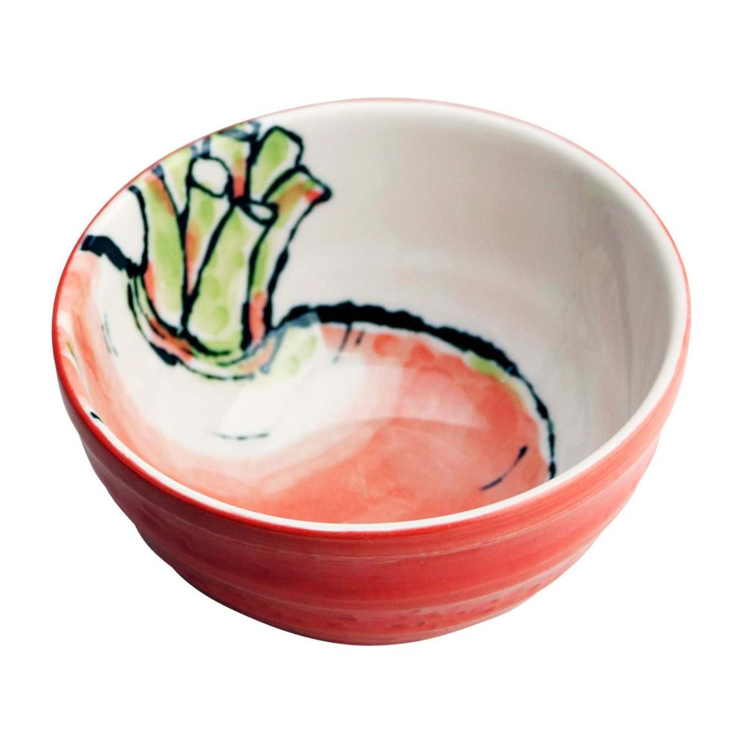Omotenashi Etegami Veggie - Nasu & Akakabu 4 Piece Bowl & Chopstick Set 16x9cm