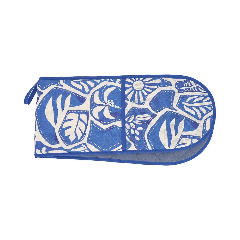 Annabel Trends Linen Cotton Double Oven Mitt Blue Oasis