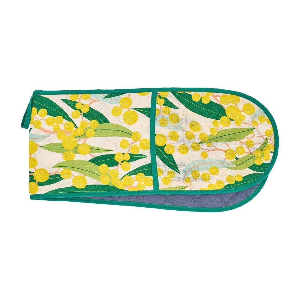 Annabel Trends Linen Cotton Double Oven Mitt Golden Wattle