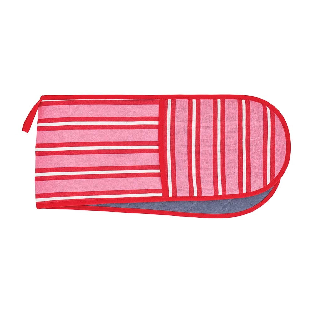 Annabel Trends Cotton Double Oven Mitt Red & Pink Stripe