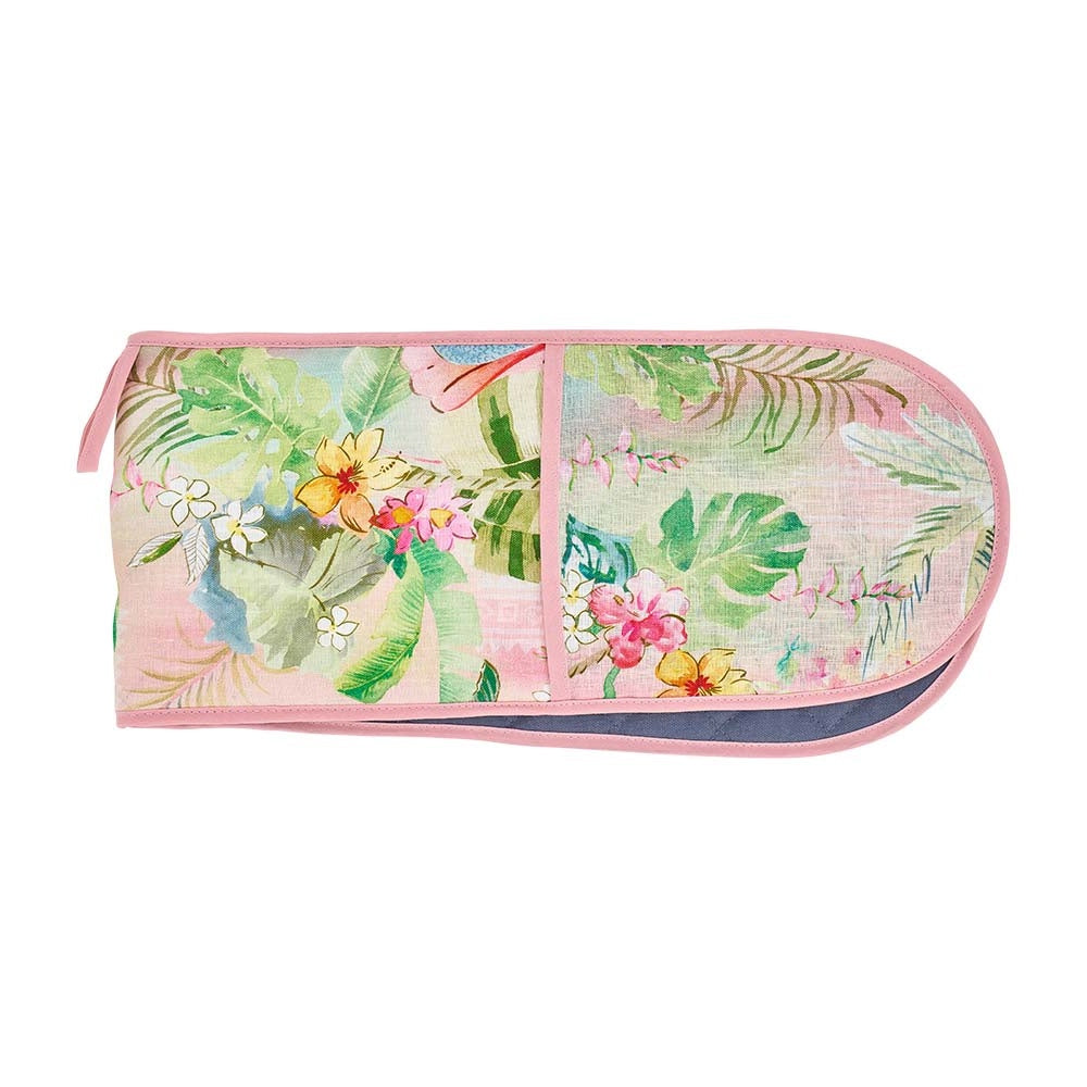 Annabel Trends Linen Cotton Double Oven Mitt Tiki Island