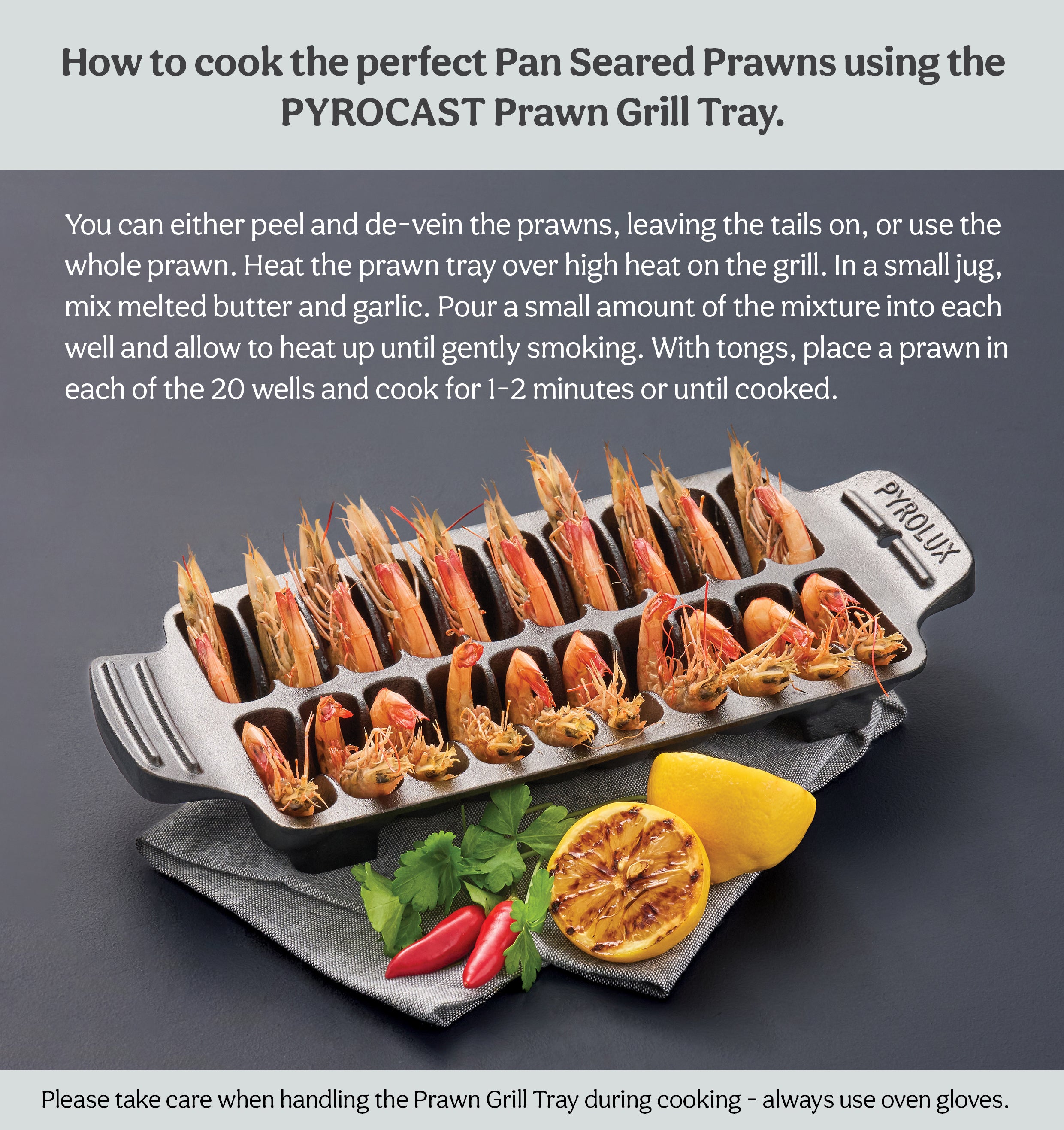 Pyrolux Pyrocast Prawn Grill Tray - 20 Slot