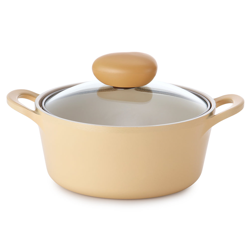 Neoflam Retro Flan 18cm Stockpot Induction with Glass lid Yellow