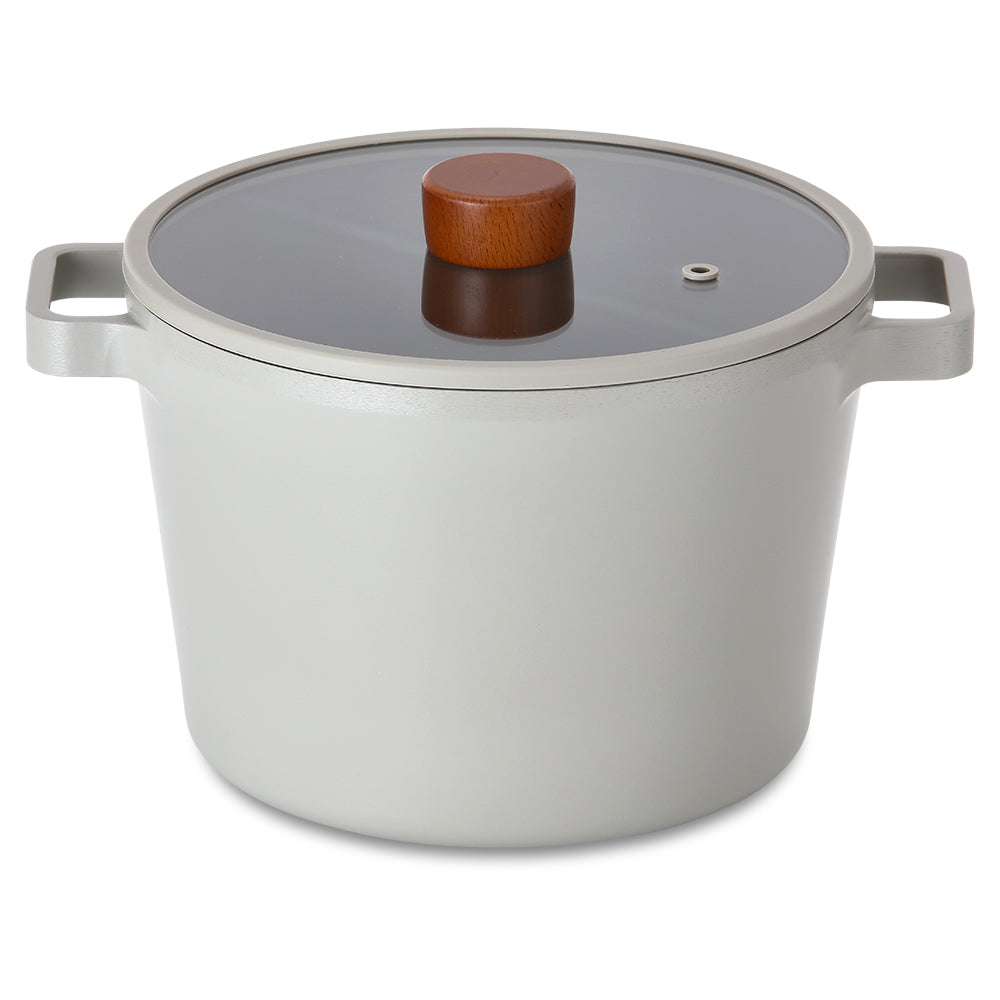 Neoflam Fika Reserve 22cm Deep Stockpot Induction with Silicon Rim Glass lid  Midnight Green