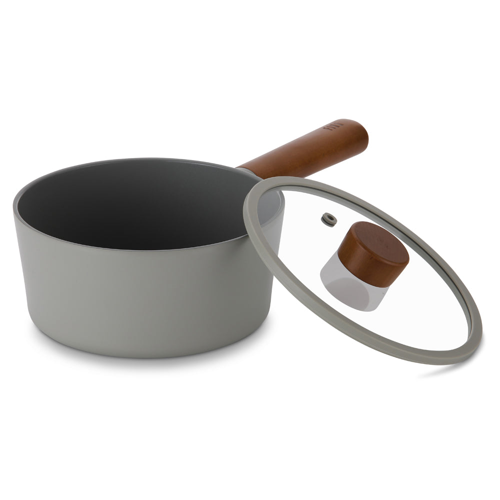 Neoflam Fika Reserve 18cm Saucepan Induction with Glass lid and silicon rim Midnight Green