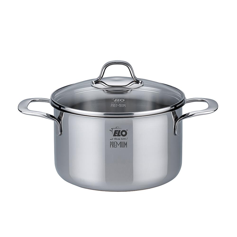 Elo Silicano+ Stainless Steel High Casserole with Glass Lid – 20cm