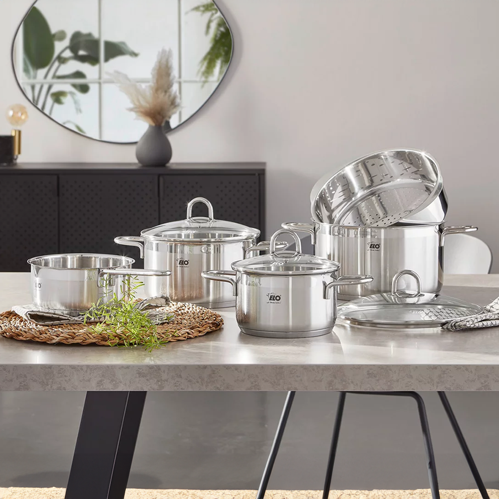 Elo Silicano+ Stainless Steel High Casserole with Glass Lid – 20cm