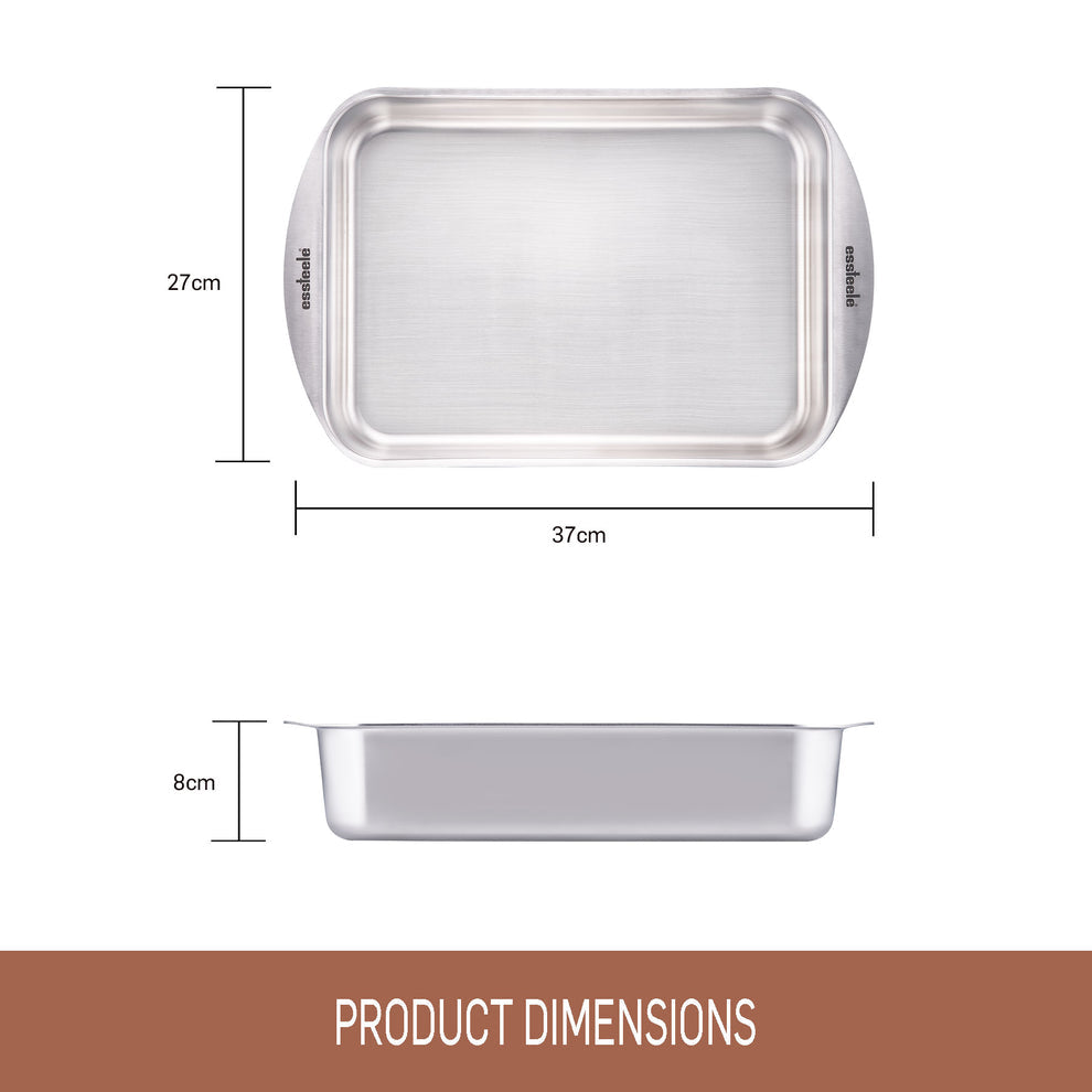 Essteele Clad Stainless Steel 37X27X8cm Large Rectangular Roasting Pan