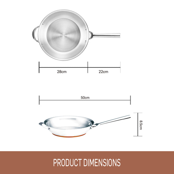 Essteele Per Vita Copper Base Stainless Steel Induction 28cm Open French Skillet