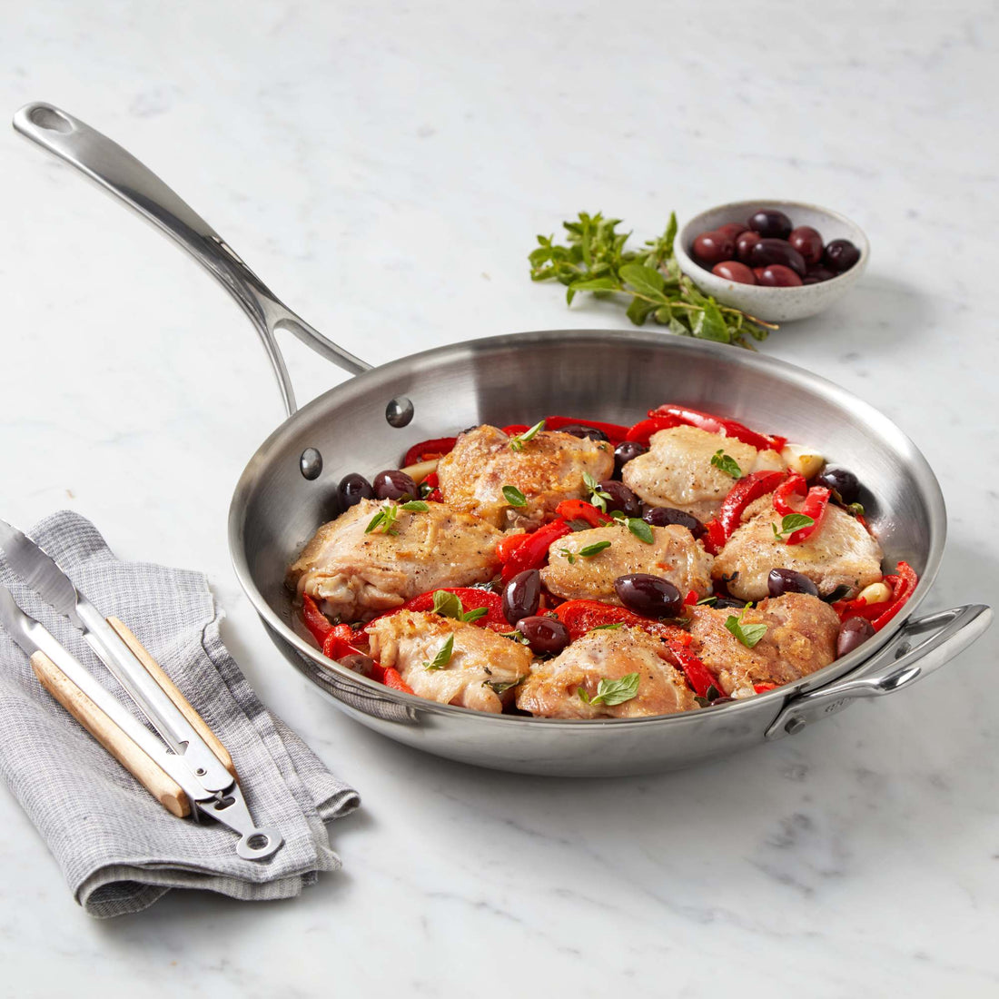 Essteele Eternita Stainless Steel 30cm Open French Skillet With Helper Handle