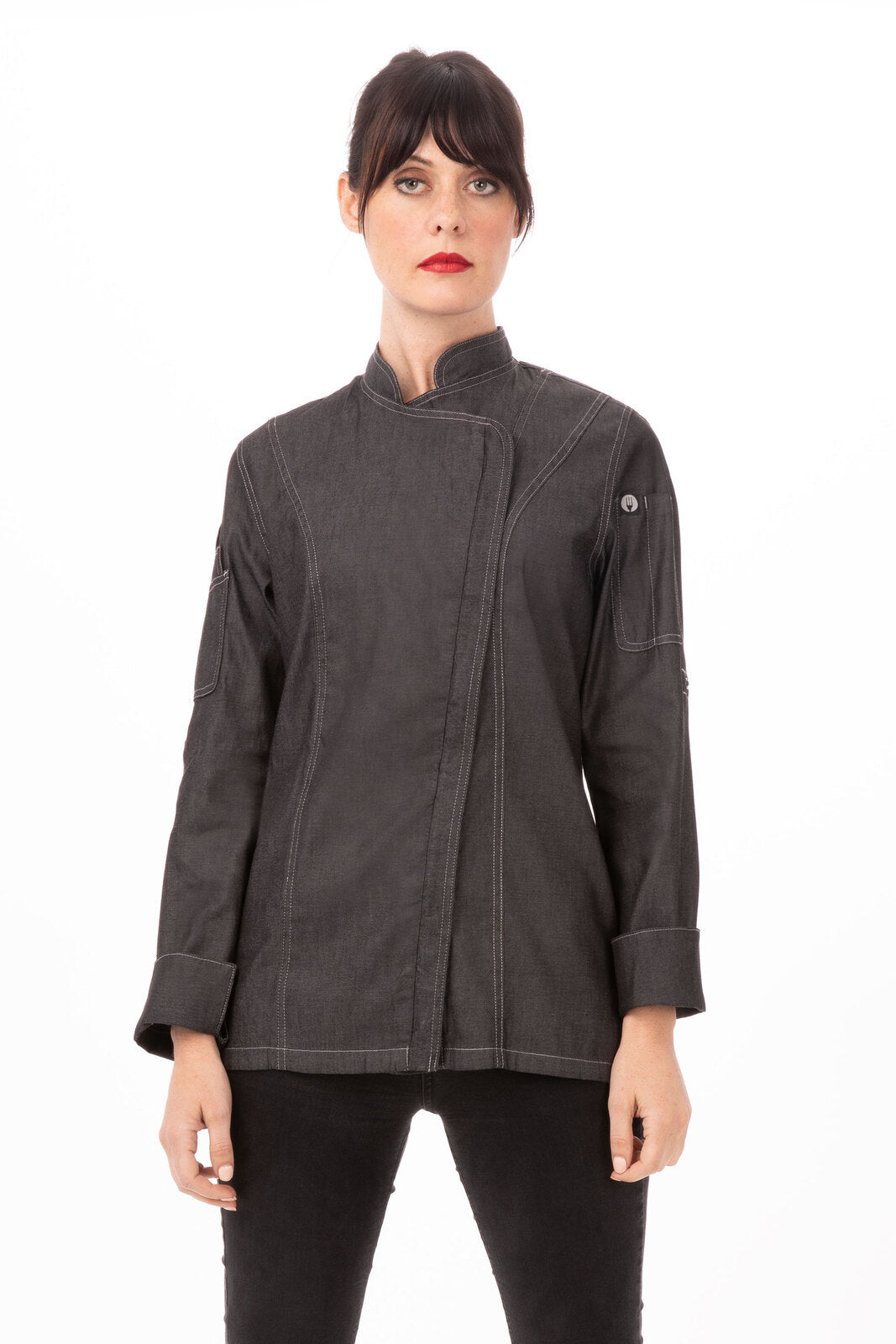 Chef Works Gramercy Womens Denim Chef Jacket - Black