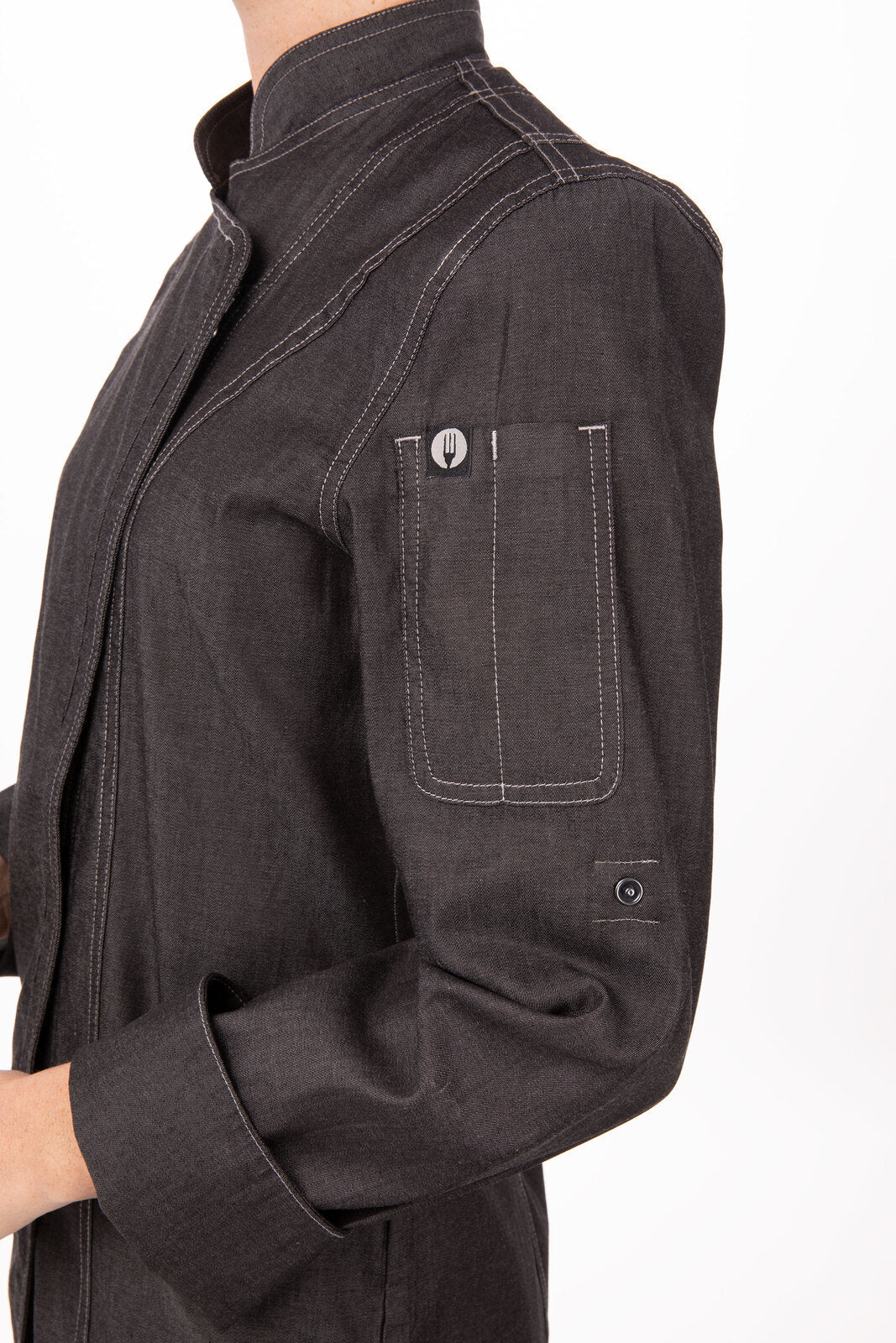 Chef Works Gramercy Womens Denim Chef Jacket - Black