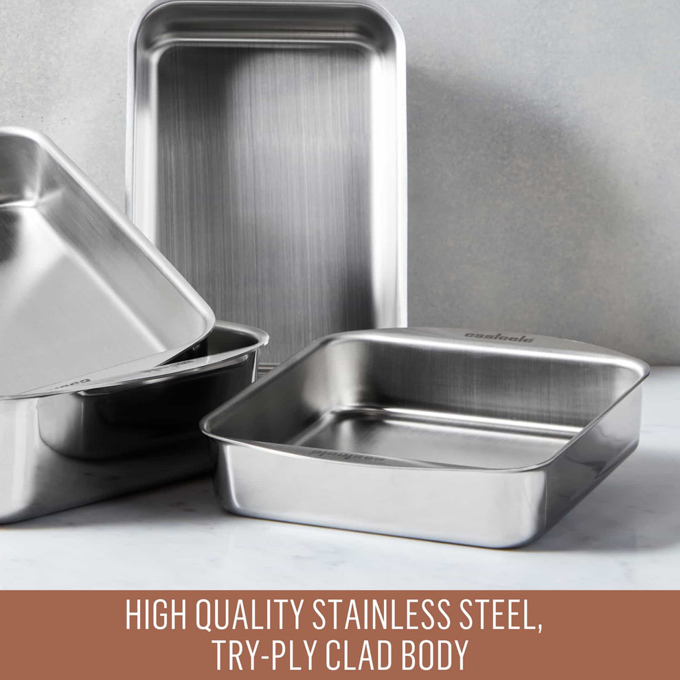 Essteele Clad Stainless Steel 37X27X8cm Large Rectangular Roasting Pan