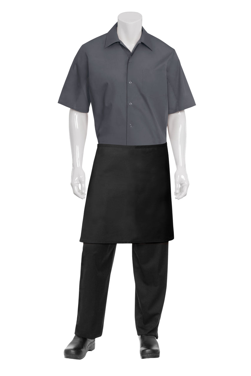 Chef Works Half Black Apron No Pocket - Black