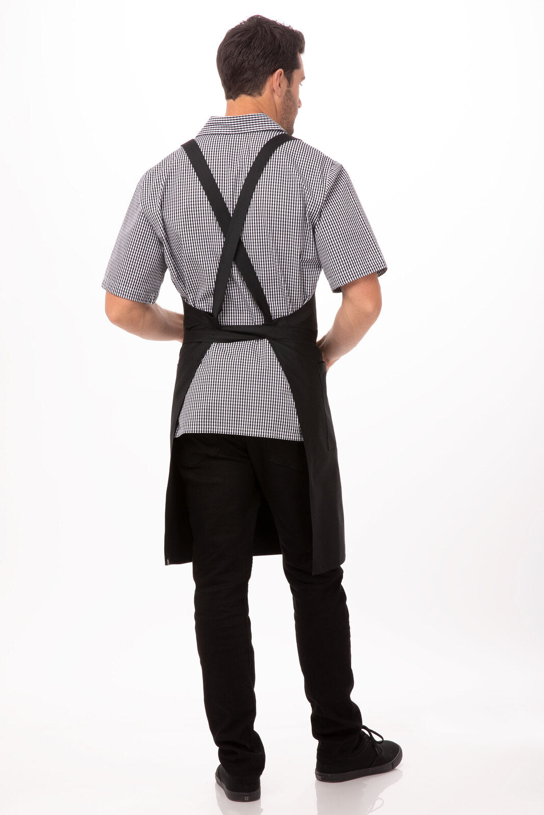Chef Works Cross-Back Bib Apron - Black
