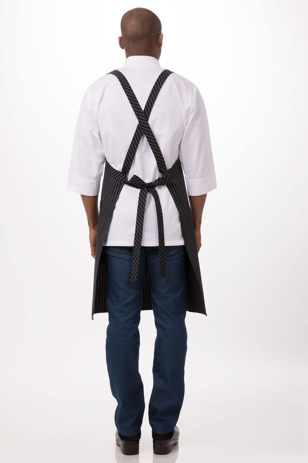 Chef Works Cross-Back Bib Apron - Black/White