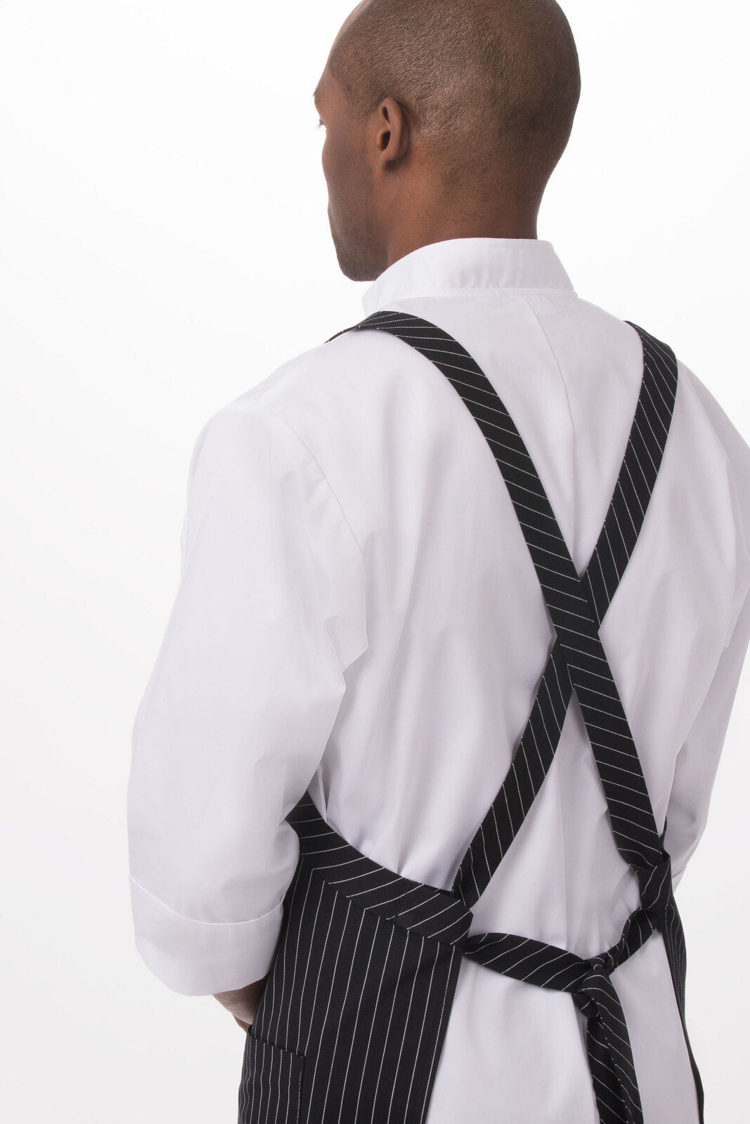 Chef Works Cross-Back Bib Apron - Black/White