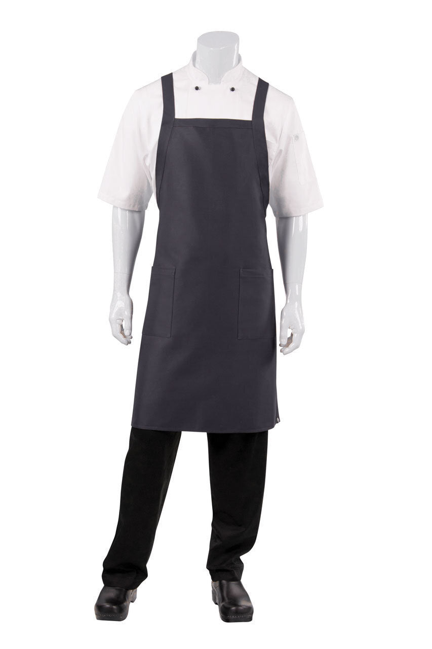 Chef Works Cross-Back Bib Apron - Slate