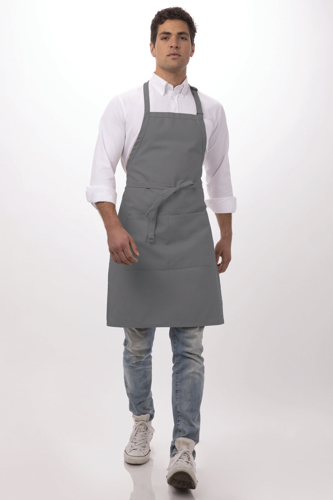 Chef Works Adjustable Bib Apron - Grey