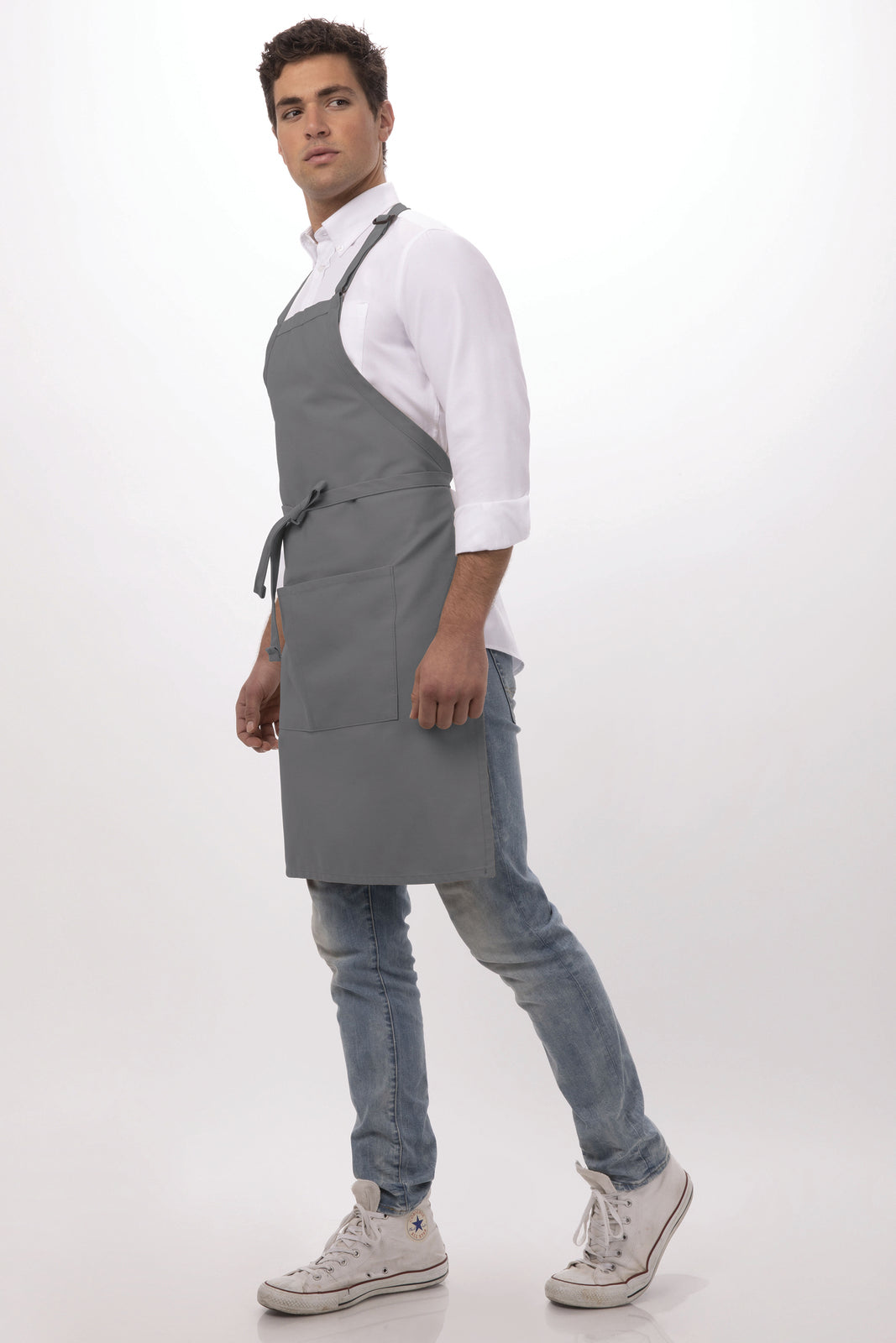 Chef Works Adjustable Bib Apron - Grey