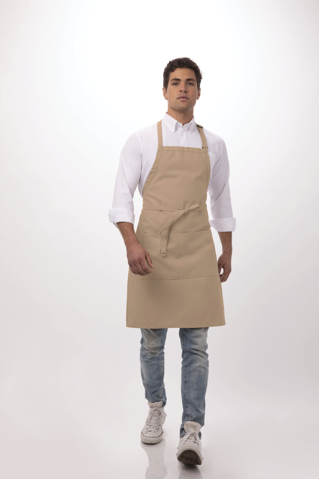 Chef Works Adjustable Bib Apron - Khaki