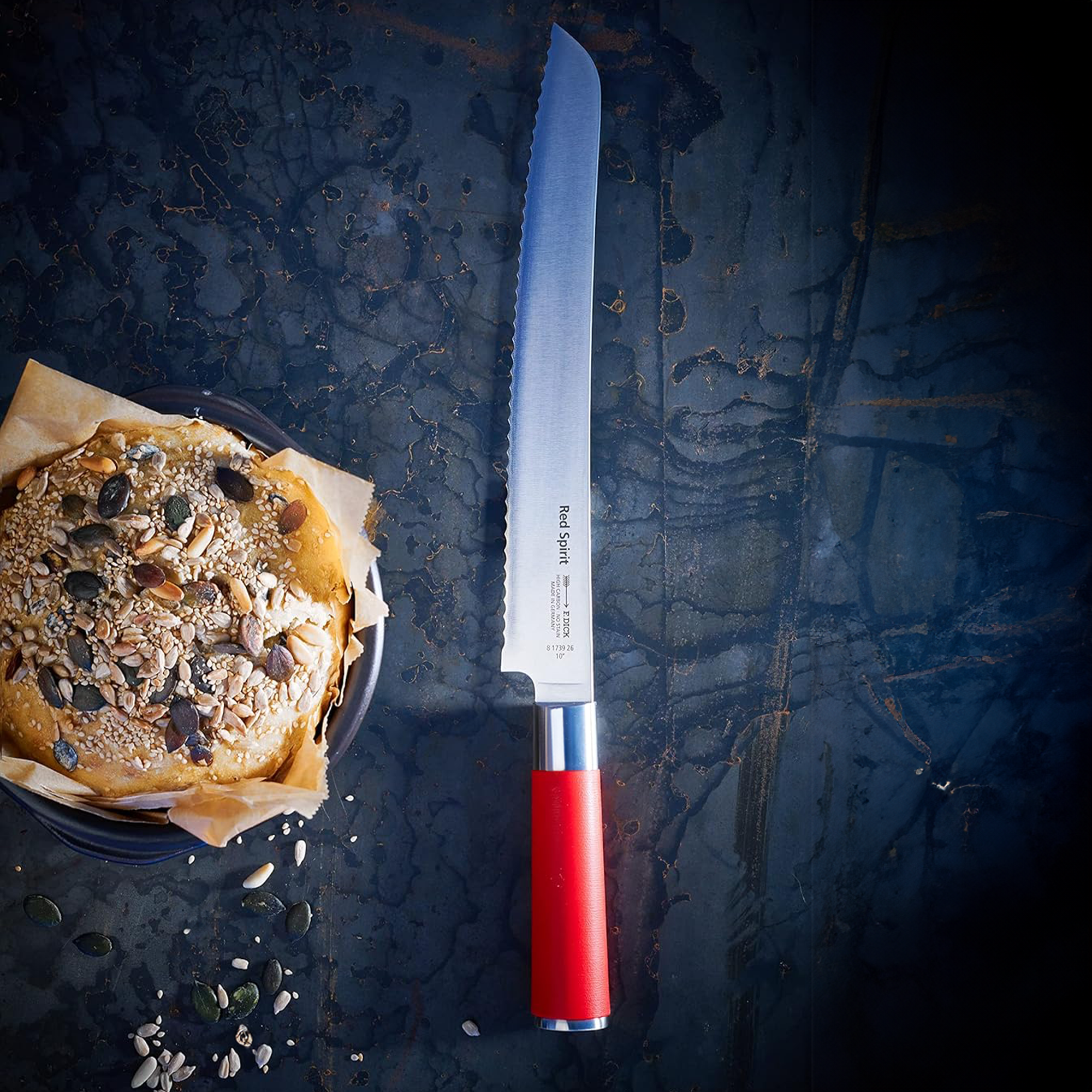 F.Dick Red Spirit Bread Knife, Serrated Edge, 26cm, C&C/P