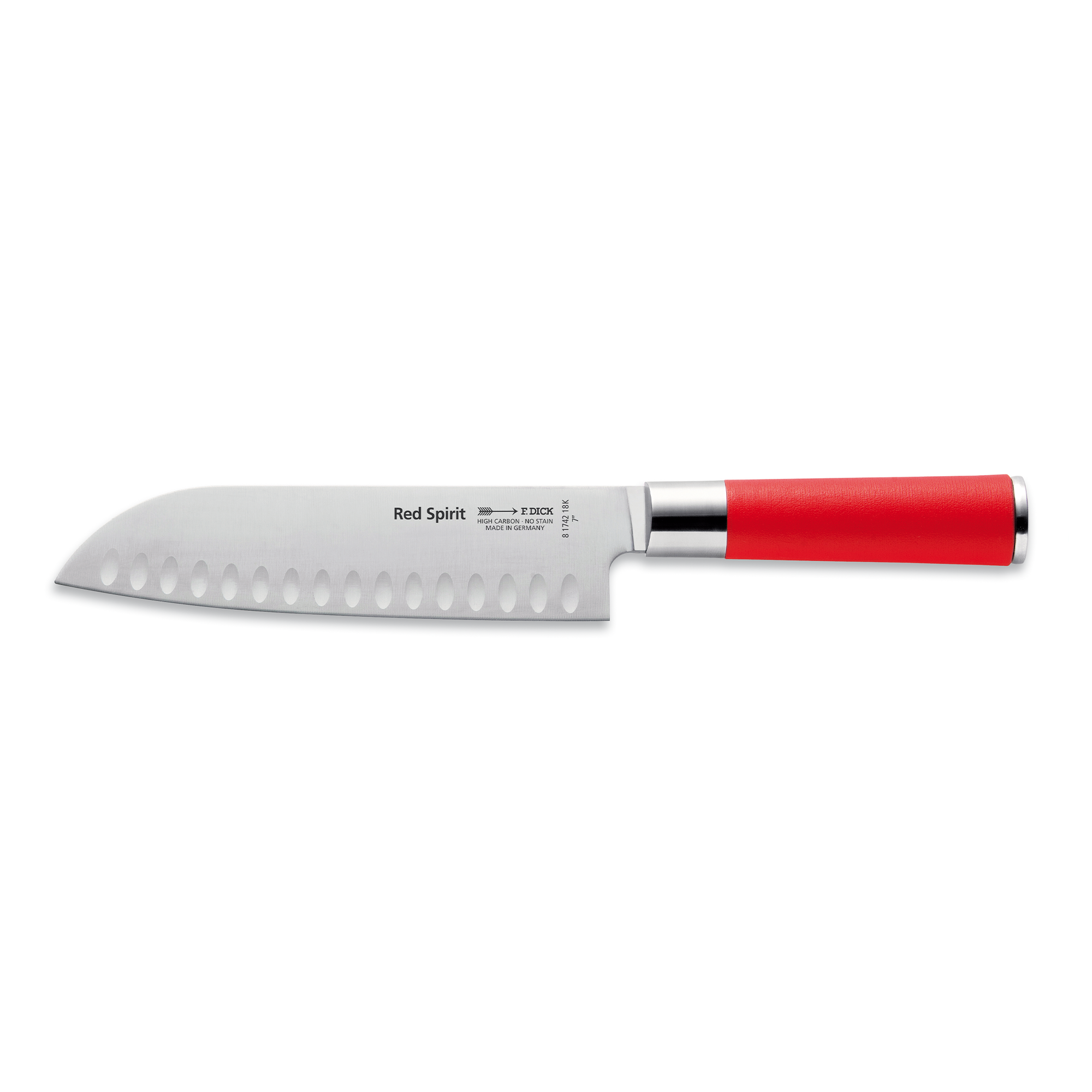 F.Dick Red Spirit Santoku Kullenschliff, 18cm, C&C/P