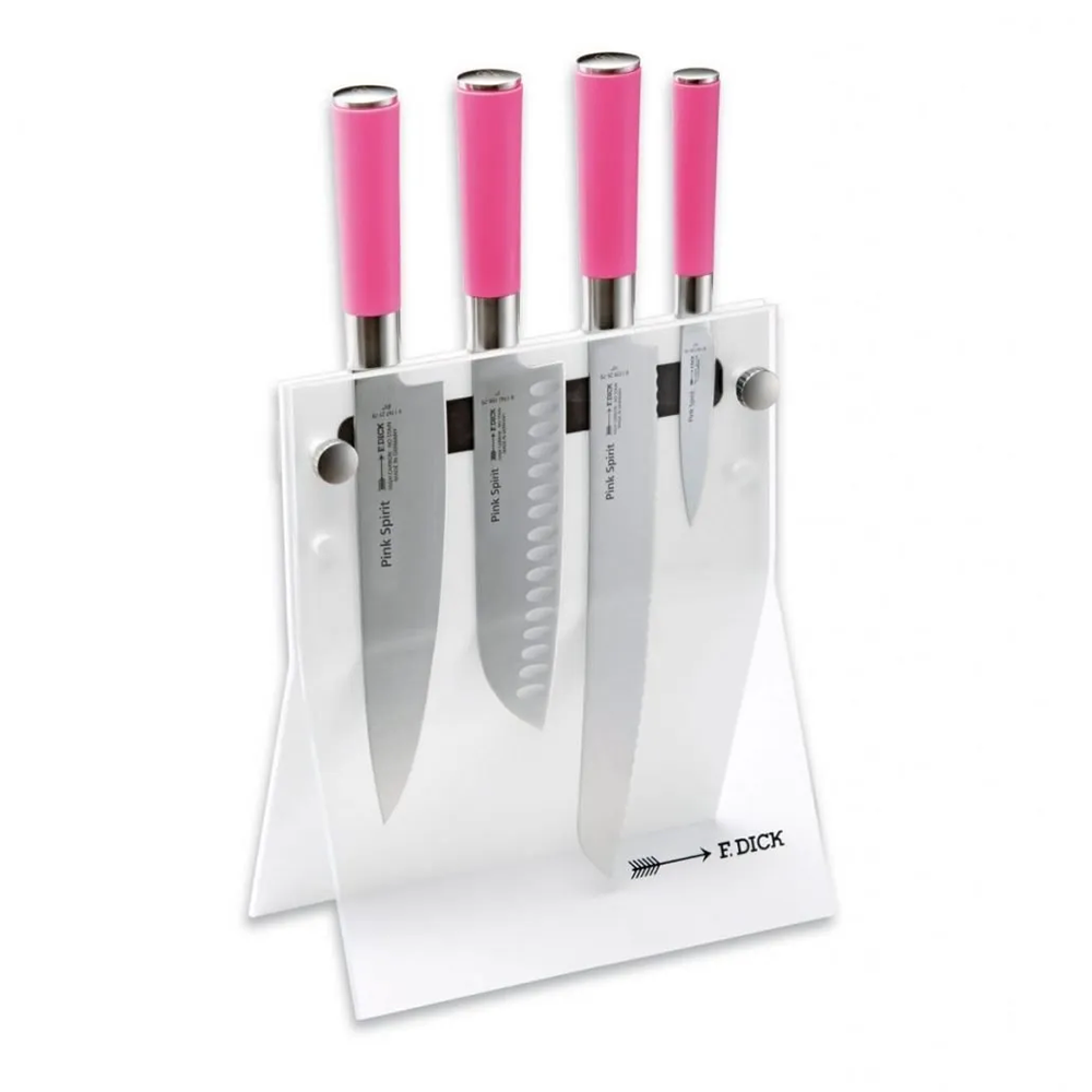 F.Dick Pink Spirit Knife Block 4Knives, White w/Magnetic Band