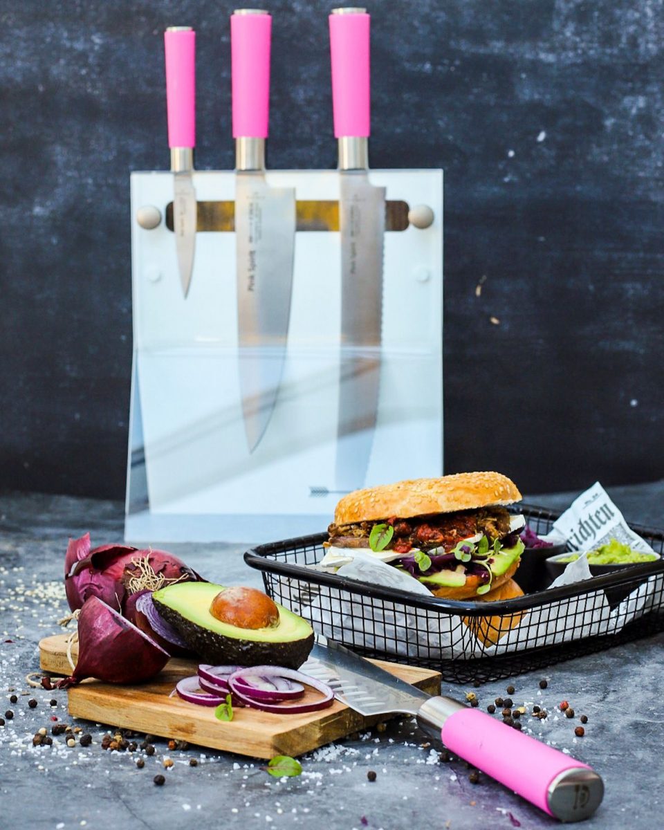 F.Dick Pink Spirit Knife Block 4Knives, White w/Magnetic Band