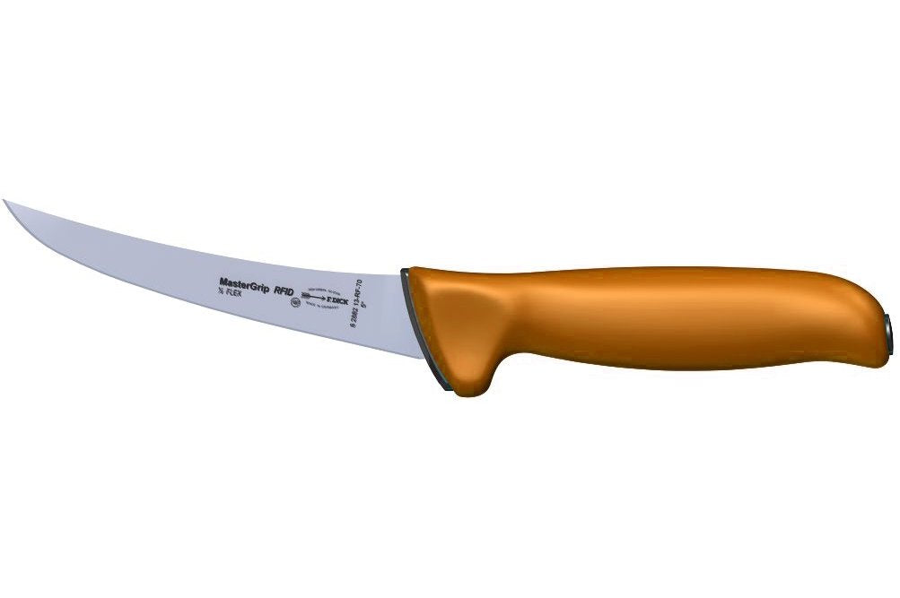F.Dick MasterGrip Boning Knife, Semi-Flexible, 10cm, Orange, S-S/P