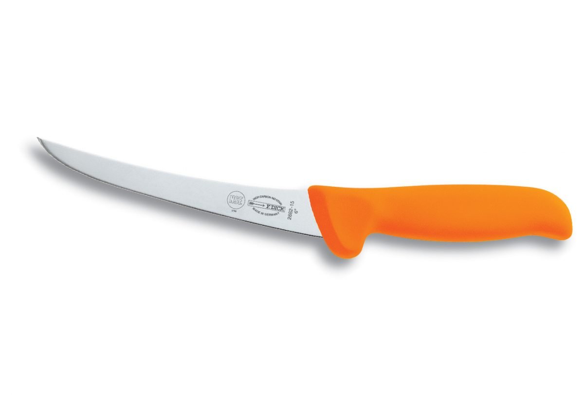 F.Dick MasterGrip Boning Knife, Stiff, Curved Blade, 15cm, Orange, S-S/P