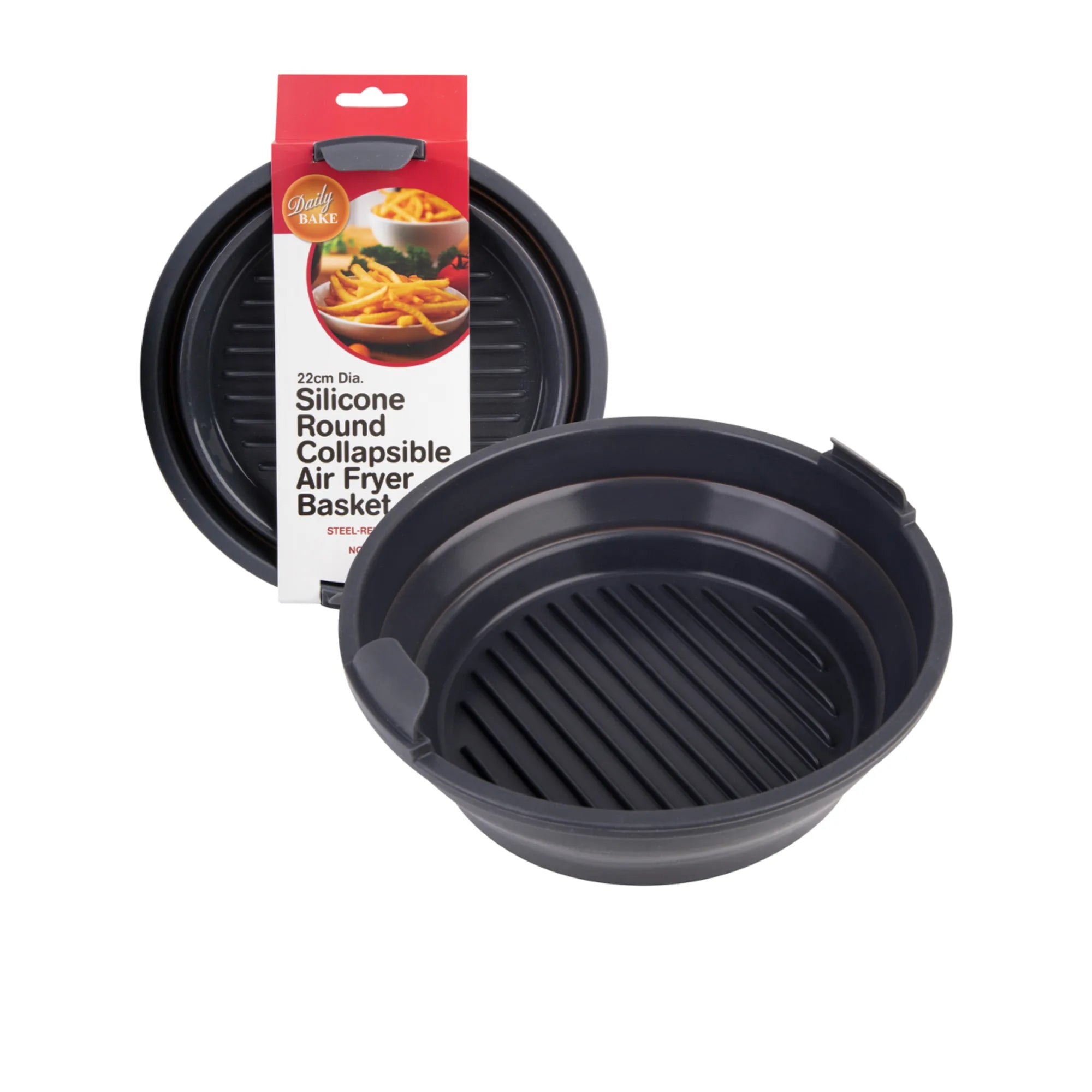 Daily Bake Silicone Round Collapsible Basket – 22cm Charcoal