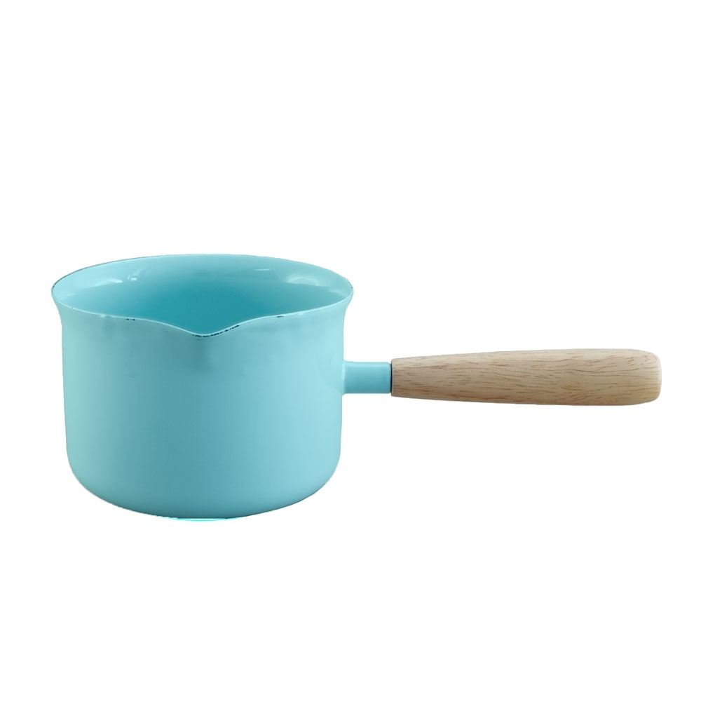 Falcon Enamel Butter Warmer with Wood Handle 11cm (650ml) - Aqua Blue